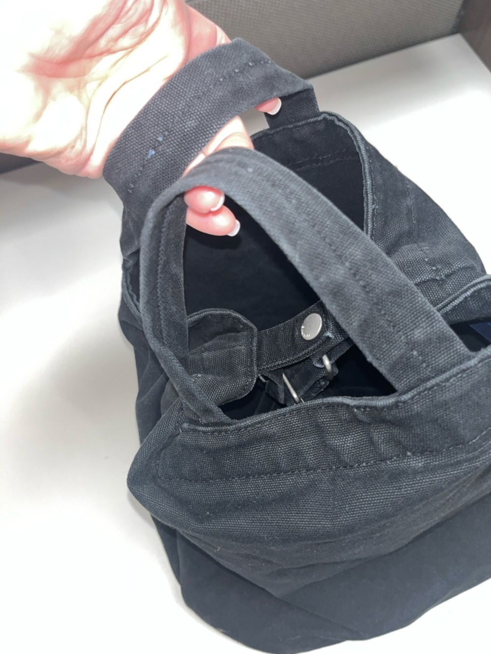 BAGGU Black Canvas Cotton Tote with Adjustable & handles- Strap - Picture 9 of 11